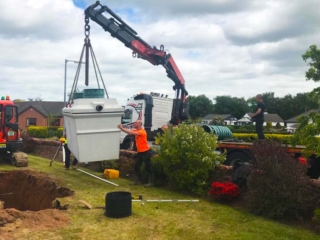A septic tank being installed
