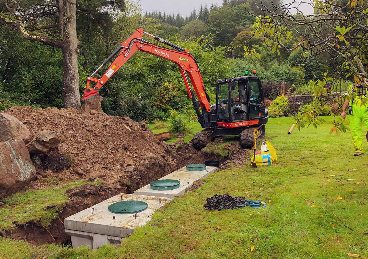 A septic tank being installed by Septic Tank Services