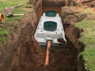 A septic tank in the ground