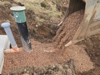 Ground works working on the installation of a septic tank being installed by Septic Tank Services Ltd