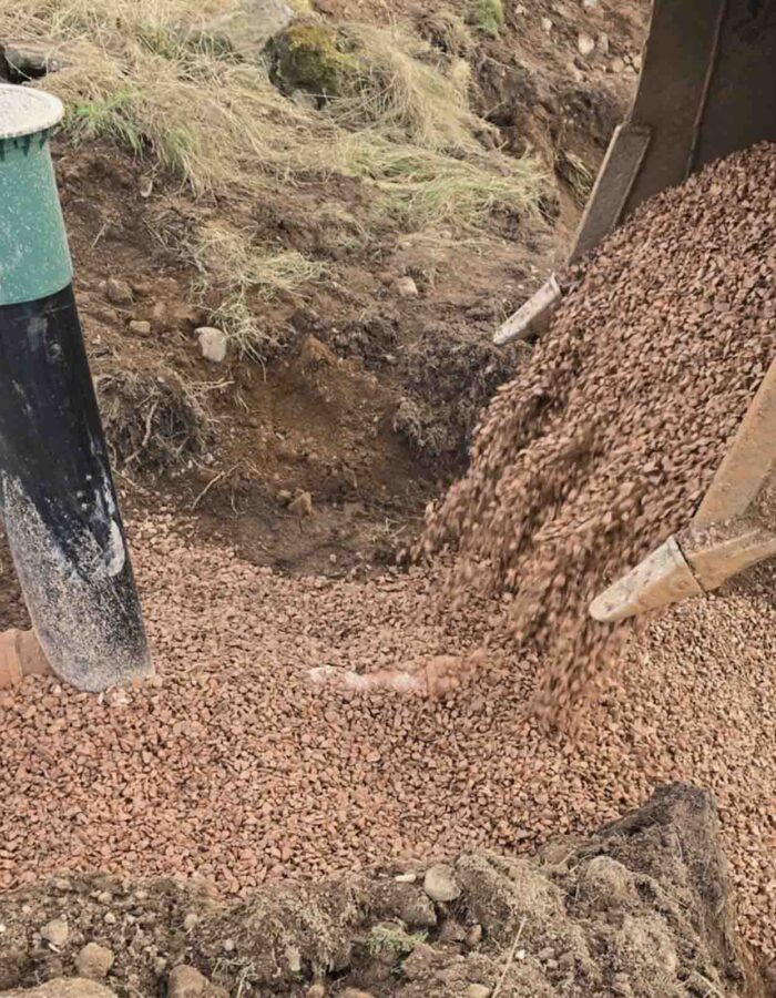 Ground works working on the installation of a septic tank being installed by Septic Tank Services Ltd