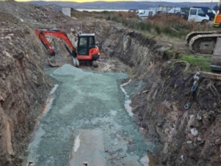 Ground works preparing for the installation of commercial septic tanks being installed by Septic Tank Services Ltd