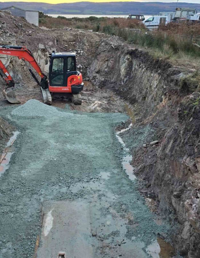 Ground works preparing for the installation of commercial septic tanks being installed by Septic Tank Services Ltd