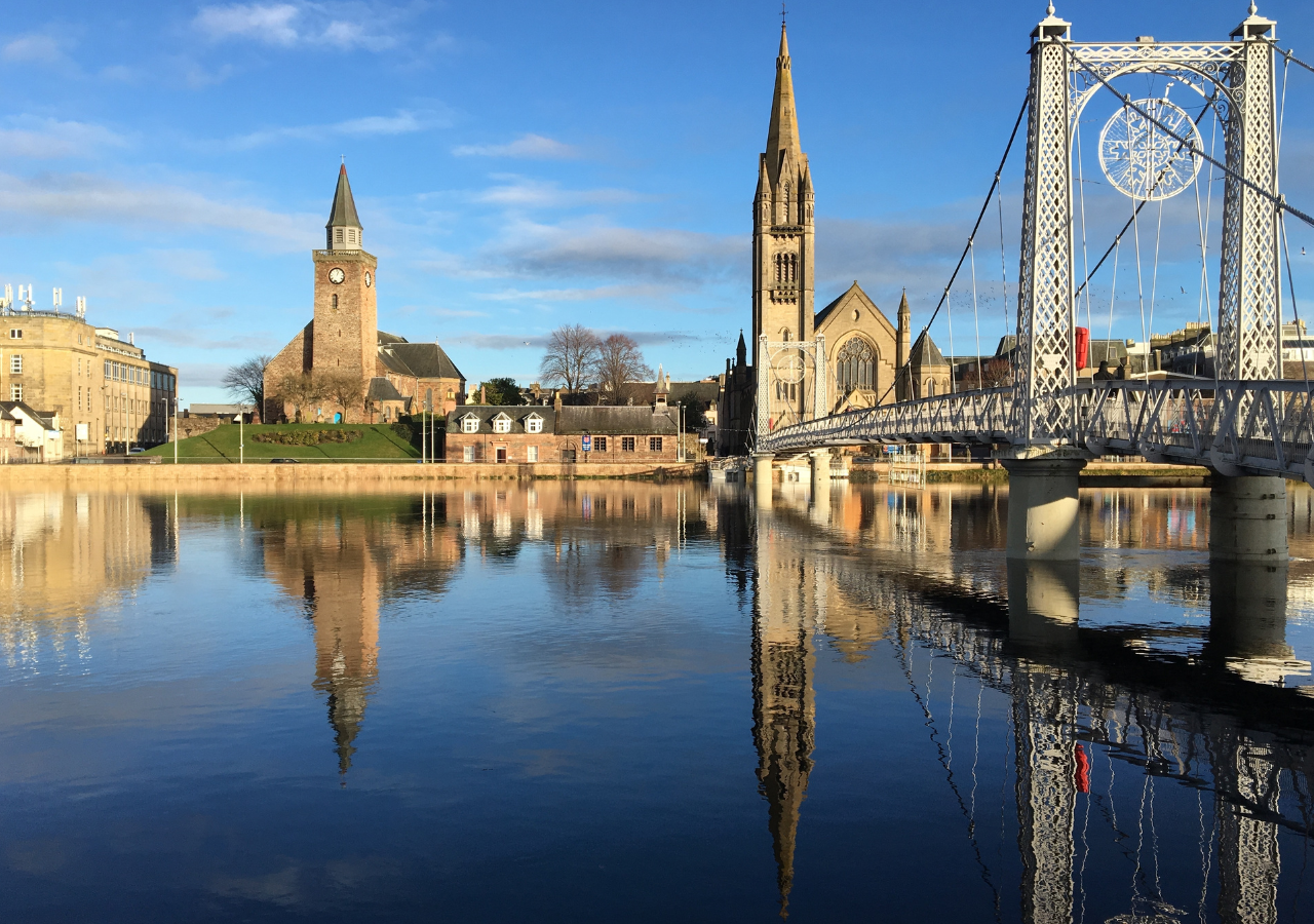 Inverness on a blue sky day.