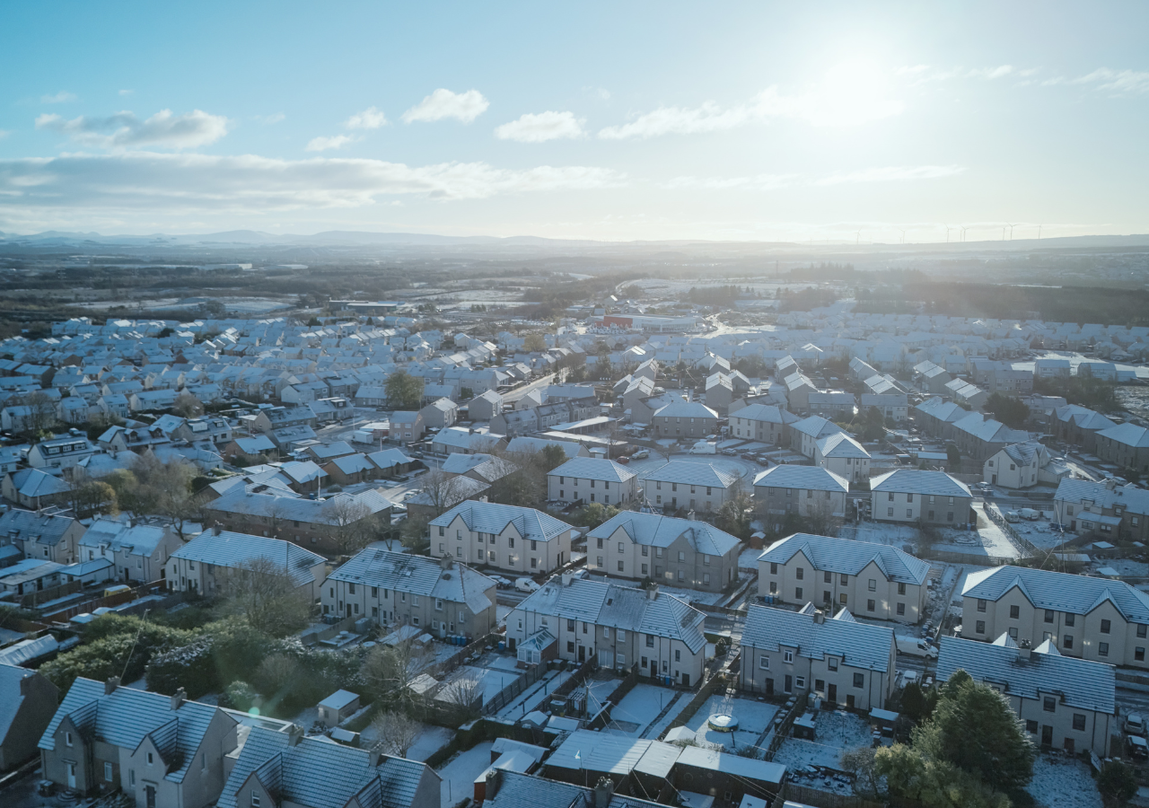 View over West Lothian in winter.